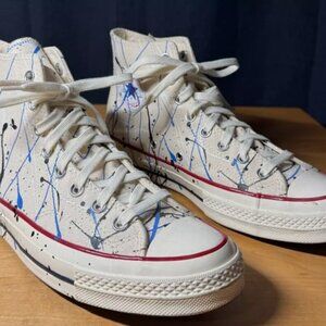 NEW NEVER WORN Men's Size 9 Converse Chuck 70 High Archive Paint Splatter Egret